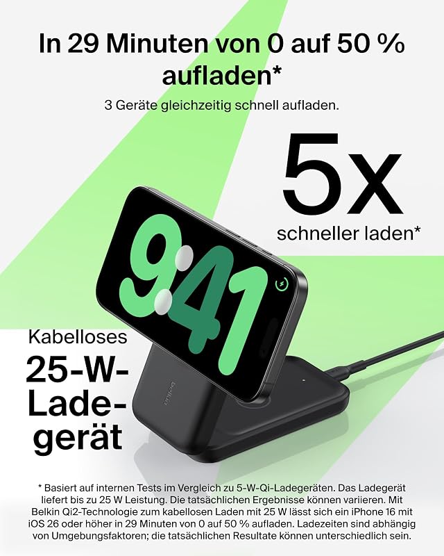 UltraCharge 3-in-1 Induktive Ladestation mit Qi2, 25W – Schwarz