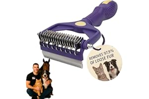 GIYOXIMA Undercoat Rake for Long-Haired Dogs and Cats, pet grooming brush with 9/17 teeth for Medium to Large Double-Coated Pets, Removes Loose Hair and Combats Shedding