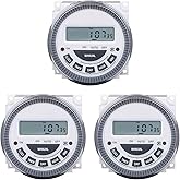 3-Pack Digital Timer Switch TM619H &ndash; 7-Day Programmable 16A Power Timer for Pool, Sprinkler, Gate, Lights &amp; Hot Tub &ndash; 220V/50-60Hz with Large LCD Display &amp; Battery Backup