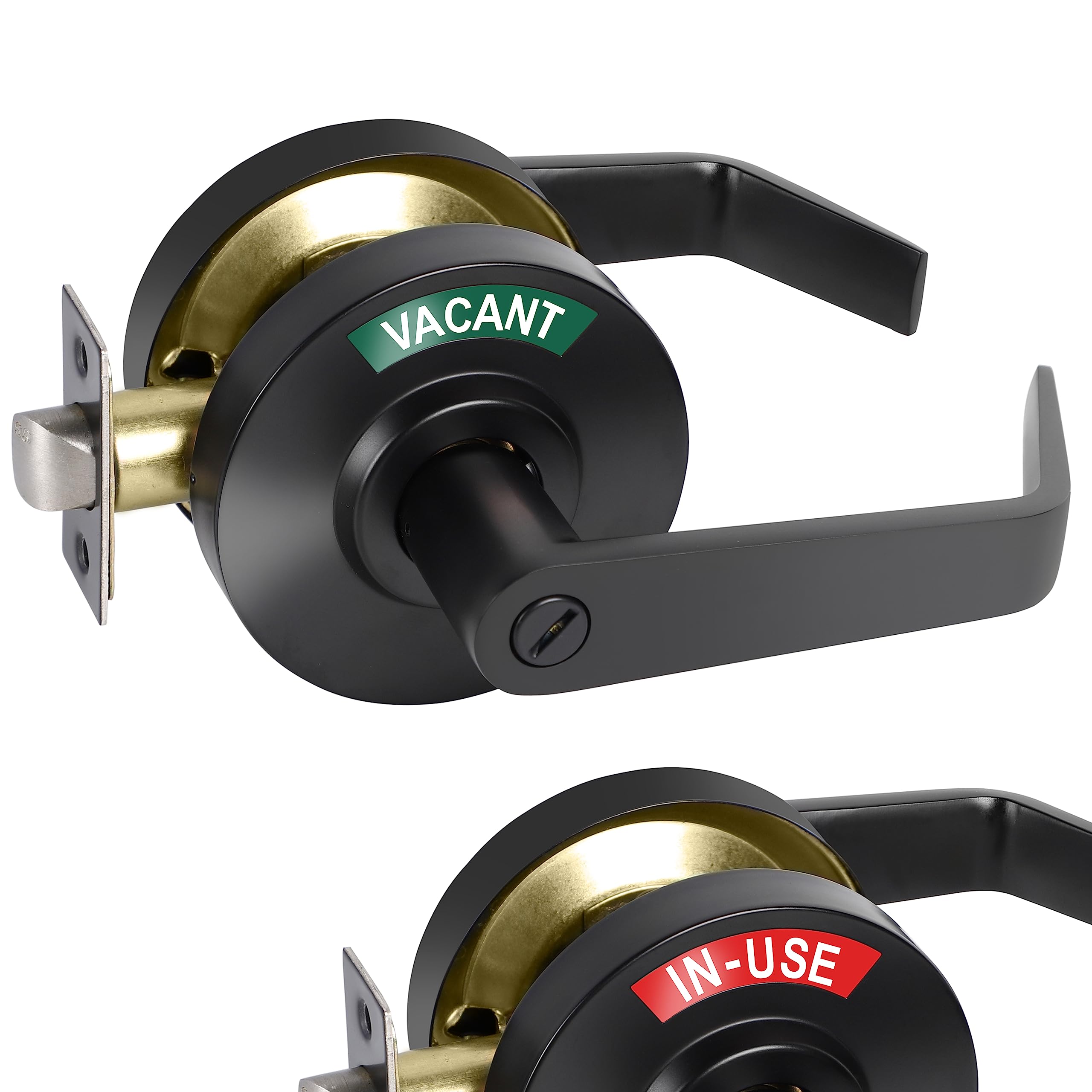 Photo 1 of Crystmetal Privacy Indicator Lever Lock, Occupied Door Handle, Inuse or Vacant for Restrooms,Commercial Grade,for Restaurants,Office Buildings,Hospitals,Matte Black