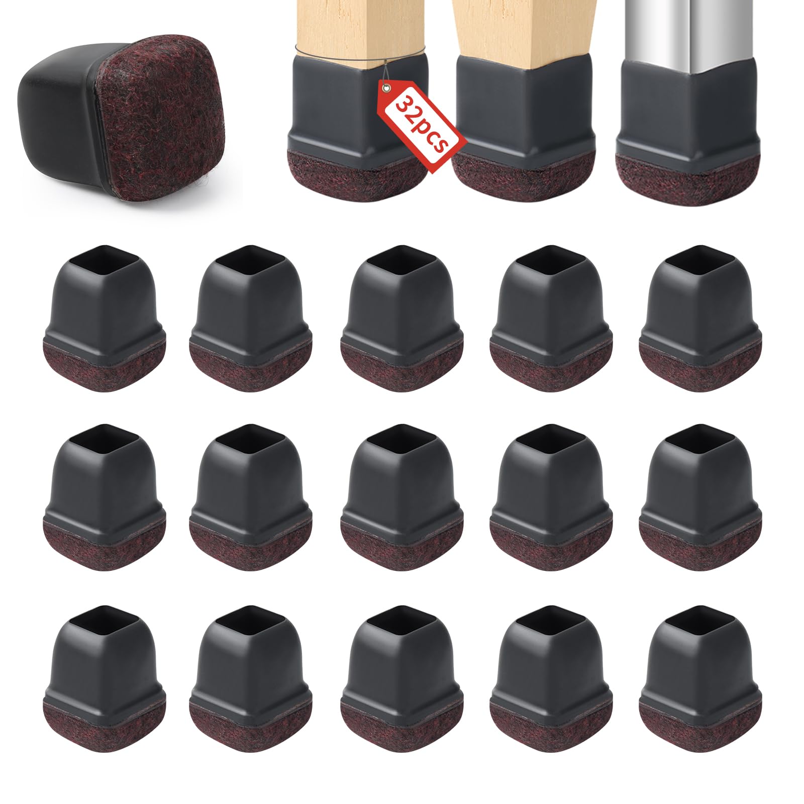 Ezprotekt Silicone Chair Leg Floor Protectors,16Pcs Fit 0.75-1" Furniture Pads Floor Protectors,Table Leg Floor Protector for Hardwood Floors, Sofa Leg Pads for Protecting Floors from Scratches