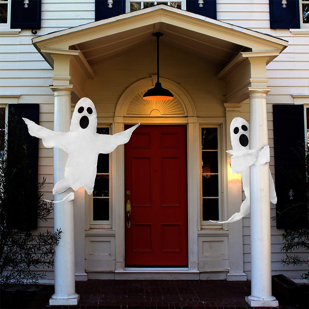 Photo 1 of CCINEE Peek A Boo Hanging Ghost 50" X 53" Large Spooky Outdoor Decoration for Halloween Party Lawn Patio Haunted House Props Supply
