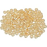 uxcell 200Pcs Round Crimp Beads, 3.5mm Metal Spacer Loose Beads Metal Clamp Ends Tiny Stoppers Bead for Bracelet Jewelry Making Craft DIY, Light Gold