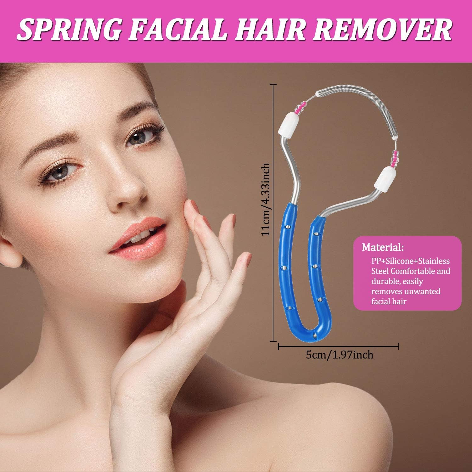 2 Pieces Spring Facial Hair Remover Manual Epilator Spring Face Hair Roller Threading Epilator Tools for Face Hair Removing Supply - Image 4