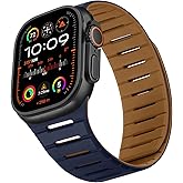 HITZEE Double Sided Reversible Magnetic Band Compatible with Apple Watch Band 49/46(S11/10)/45/44/42mm, Breathable Soft Band for iWatch Ultra 3/2/1 SE3-1 Series 11 10 9 8 7 6-1, Brown/Indigo