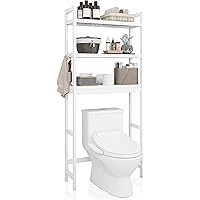 SMIBUY Bathroom Storage Shelf, Bamboo Over-The-Toilet Organizer Rack, Freestanding Toilet Space Saver with 3-Tier Adjustable 