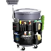 Hongmed Trash Can Caddy Bag: 1680D Fabric Heavy-Duty Cleaning Caddy with Adjustable Buckle fits 32-55 gal Trash Can, Multi-Pockets Cleaning Tool Organizer for House Cleaners &amp; Janitorial Duties