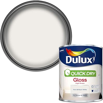 Dulux Quick Dry Gloss Paint For Wood And Metal Pure Brilliant White 750 ml