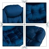 HollyHOME Comfy Armchair Velvet Dark Blue with Steel Frame 500lbs Capacity view 6