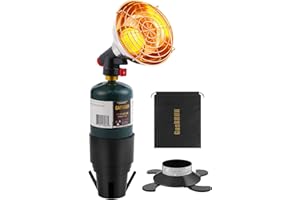 GASBRUH Golf Cart Heater with Cup Holder & igniton for Most Golf Cart Yamaha and Club Car, 2-IN-1 Portable Propane Camping Heater with Cylinder Base for Camping,Hunting,Fishing (Tank Not Included)