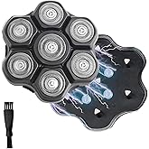 7 Blades Magnetic Head Shaver Replacement Heads Double Ring Waterproof Rotary Razor Blades for Bald Men Compatible with Freebird wyklaus shpavver (Black)