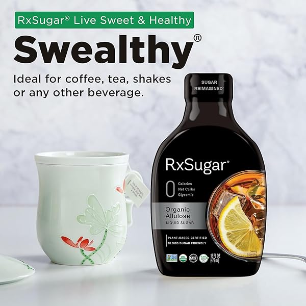 RXSUGAR DELICIOUS PLANT-BASED ORGANIC SINGLE PACK LIQUID SUGAR, 16 OZ | ALLULOSE SWEETENER