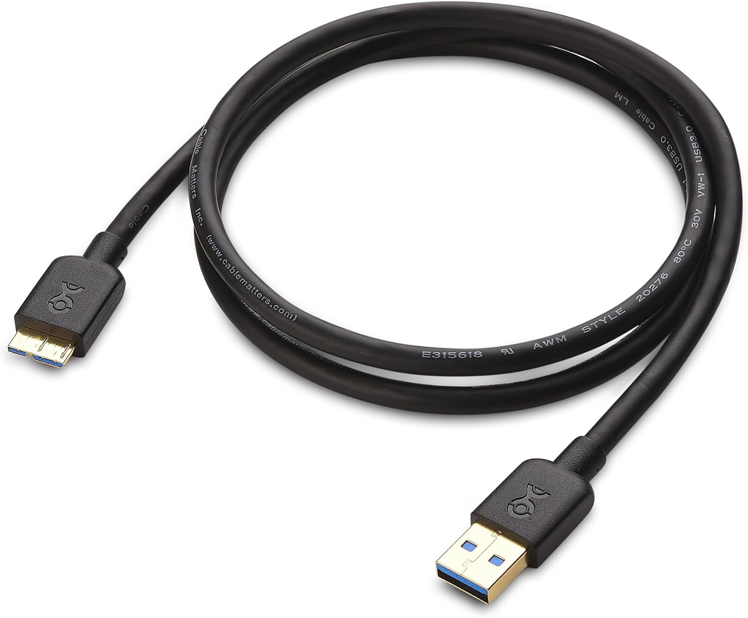 Cable Matters Micro USB 3.0 Cable 1m (Micro USB 3 Cable/USB External Hard Drive Cable) in Black 1 Metre for External Hard Drives Western Digital My Passport - Image 3
