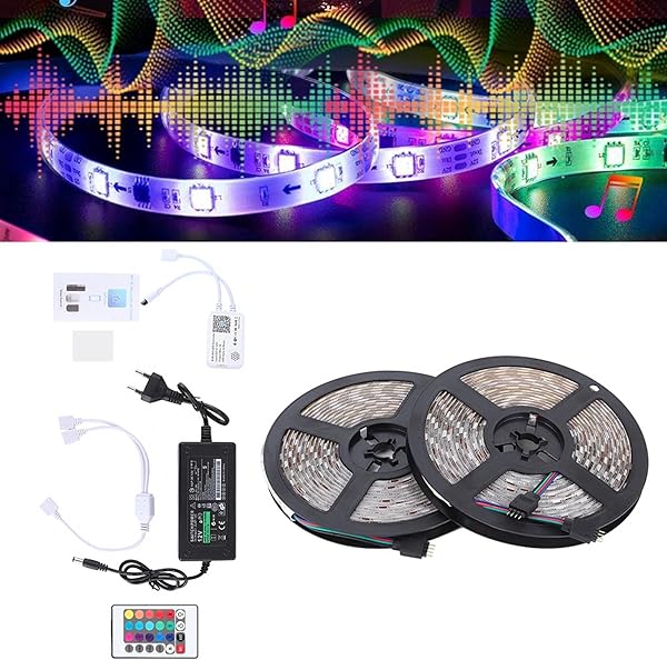 wasserdichte Intelligente 10m 540LED Chips Streifenlichter RGB Epoxy Lichtstreifen Bluetooth Smart APP Steuerung fr Home Bar KTV Dekoration EU Stecker 100 240V