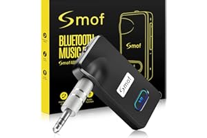 Smof Aux Bluetooth Adapter for Car, Bluetooth 5.0 Receiver for Car Audio Systems, Home Stereos, Speakers, Wired Headphones, H
