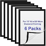 Diamond Painting Frames, 12x16 Picture Frame Set of 6, Self Adhesive Magnetic Poster Photo Frames, Black Diamond Art Frame fo