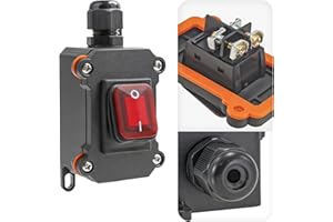 Waterproof Inline Rocker Switch Box DC 12V–24V 20A Lighted ON/Off Power Toggle Switch for Equipment & Automotive, Outdoor Hea