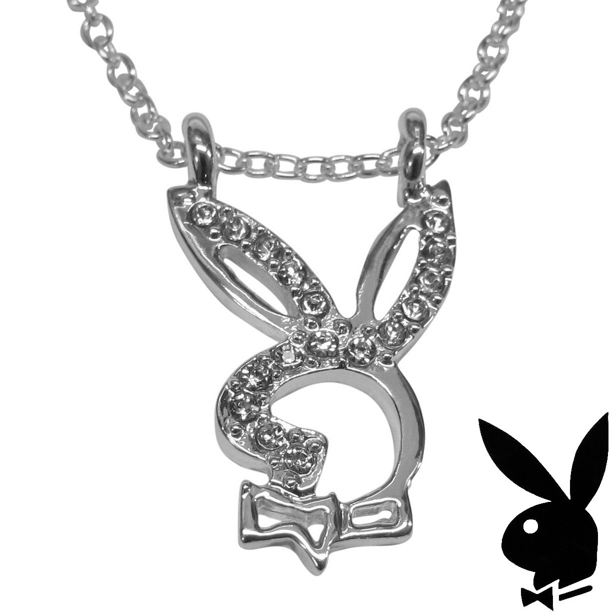 Playboy Necklace Swarovski Crystal Bunny Logo Pendant Rabbit Head