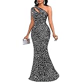 Cololura Women Sequin Elegant Sexy One Shoulder Tassel Mermaid Bodycon Cocktail Evening Dress