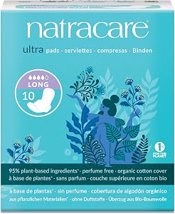 Natracare Slim Fitting Ultra Pads with Wings, Long, Made with Certified Organic Cotton, Ecologically Certified Cellulose Pulp