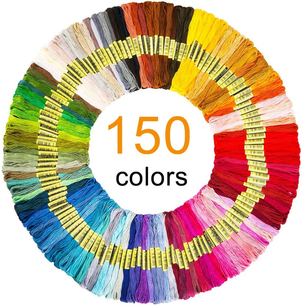 Embroidery Floss 150 Skeins Rainbow Color, JJGooFriendship Bracelet String Cross Stitch Threads Floss, Premium Crafts Floss Embroidery Thread Set