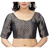Women's Brocade Readymade Saree Blouse Traditional Bollywood Choli Wear Crop Top