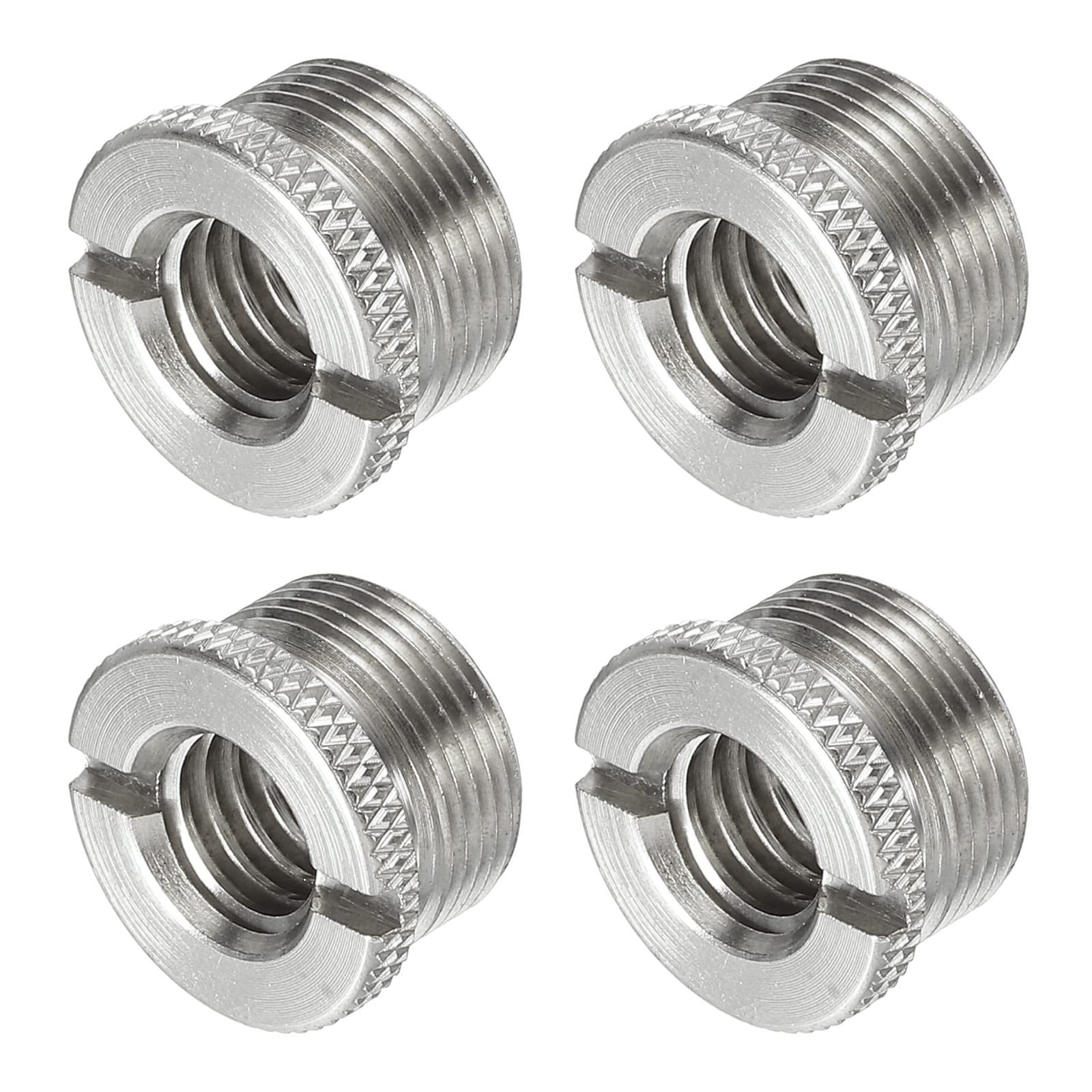 PATIKIL Mic Stand Adapter 3/8 Female to 5/8 Male Copper Mic Screw Adapter for Microphone Tripod Stand Silver 4 Pack