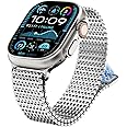 WINGLE Compatible for Apple Watch Band Ultra 2 Band Ultra Band 49mm 46mm 45mm 44mm 42mm for Men Series 10 9 8 7 SE 6 5 4 3, Magnetic Milanese Mesh Loop Metal Stainless Steel iWatch Bands Strap Women