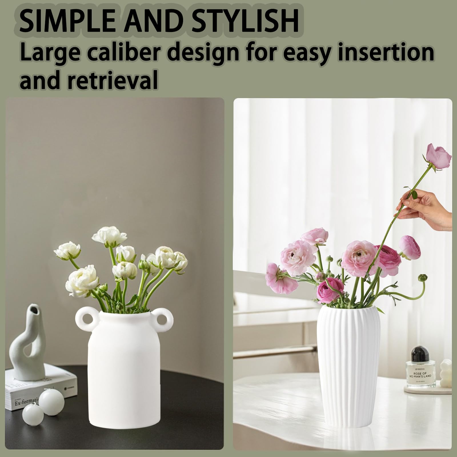 Sameme 5'' White Ceramic Bud Vases Set of 20,Small Vases in Bulk for Flowers,Mini Vases for Centerpieces,Modern Vases for Floral and Pampas Grass,Boho Vases for Wedding,Party,Table Home Decor - Image 4