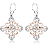 Witch Knot Earrings for Women - Silver Dangle Leverback Witches Earrings for Halloween Christmas jewelry gifts