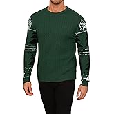 KUYIGO Mens Sweater Crewneck Cable Knit Pullover Sweater Casual Twist Textured Sweaters
