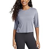 ODODOS Women's Cropped T-Shirt - Ultra Soft Short Sleeve Top Crew Neck Relaxed Fit Casual Tee for Everyday Wear