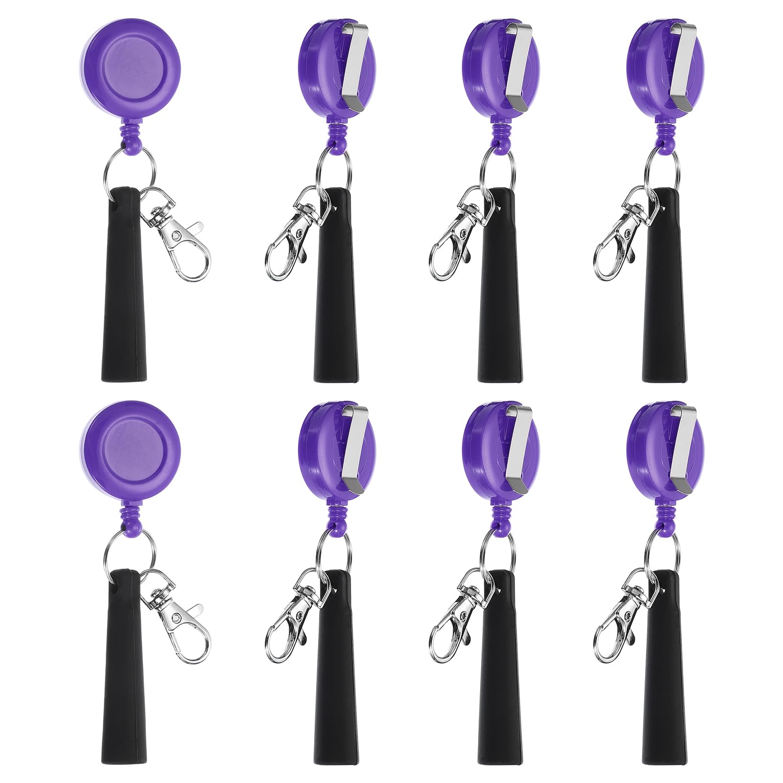 PATIKIL Retractable Pen Holder, 8 Pack Pull Pen Pencil Holder Elastic Silicone Grip Pencil Holder for Woodwork Bricklayer Markers and Carpenter Pencils, Purple