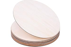 Wood Circles for Crafts, Audab 12 Pack 12 Inch Unfinished Wood Rounds Wooden Cutouts for Crafts, Door Hanger, Door Design, Wood Burning