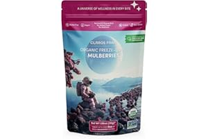 Claros Farm Organic Black Freeze Dried Mulberries (30g Pack) — Freeze Dried Fruit Packets — Healthy Freeze Dried Food — Vegan, Gluten-Free Organic Dried Fruit — Crunchy & Healthy Snack Pack