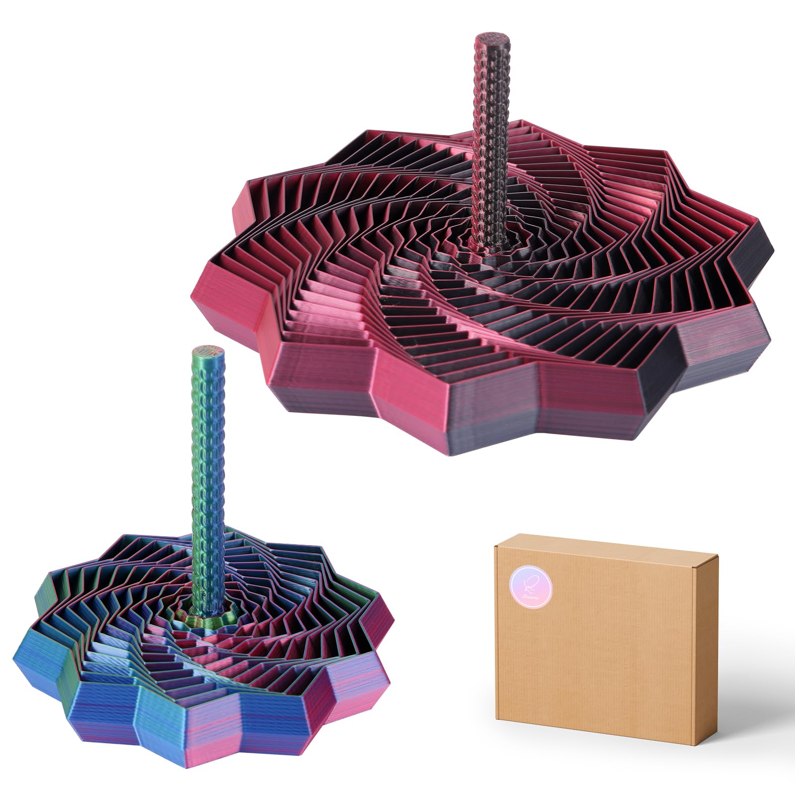 Photo 1 of 2 PCS 3D Printed Sensory Fidget Star with Handles, Colorful Fractal Expanded Fidgets Hexagon Whirling Spiral Star Shaped Toys for Office Desktop Decompression Toys Stress Relief Whirling Spiral