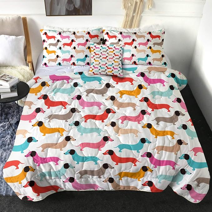 Sleepwish Colorful Dachshund Comforter Set with 2 Pillow