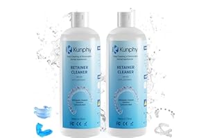 KUNPHY 2 Pack Ultrasonic Retainer Cleaner Solution for Sonic Denture Cleaner-Professional Cleaning of Retainers, Invisible Aligners, Mouth Guards, Night Guards, Remove Odors, Discoloration & Stains 8.5oz