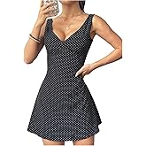 MakeMeChic Women's Polka Dots Bow Knot Mini Dress Tie Open Back Sleeveless Summer Y2K A Line Dresses