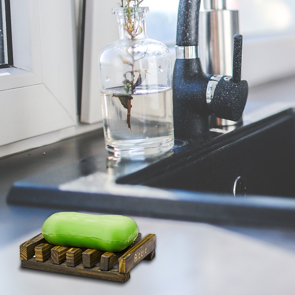 Aitere Soap Dish/Soap Holder Home Bath Accessories Hand Craft Natural Wood Soap Case Holder(2 Pcs)