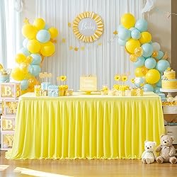 Partisky Yellow Polyester Table Skirt for Rectangle