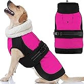 Dogcheer Waterproof Dog Coat, Christmas Dog Winter Jacket, Adjustable Puppy Fleece Coat for Cold Weather, Reflective Turtleneck Snow Jacket for Small Medium Large Dogs - Pink, S