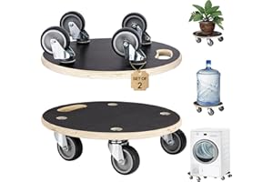 Katsuyoku Furniture Movers with Wheels 2 Pack Round Wood Platform Dolly cart 550 Lbs Capacity Heavy Duty Furniture Mover Carr