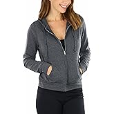 ToBeInStyle Women’s Soft French Terry Long Sleeve Zip-Up Hoodie Active Jacket w/Metal Zipper