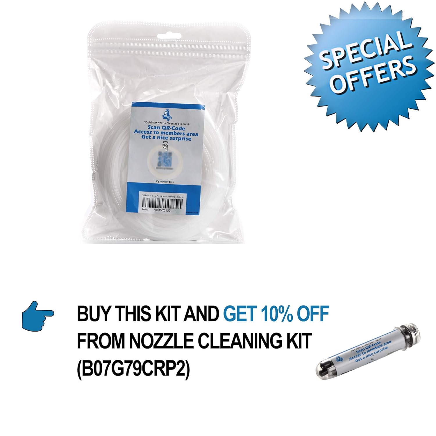 Amazon Com Twiceforprice 3d Printer Cleaning Filament 1 75mm 0 1kg 0 22lb 130ft Kit For All Fdm Printers And Nozzles Premium Quality Includes Instructions And E Book Industrial Scientific
