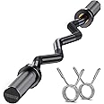 FEIERDUN Olympic EZ Curl Bar - 47" Weightlifting Curling Barbell (390LBS Capacity), Suitable for 2-Inch Weight Plates