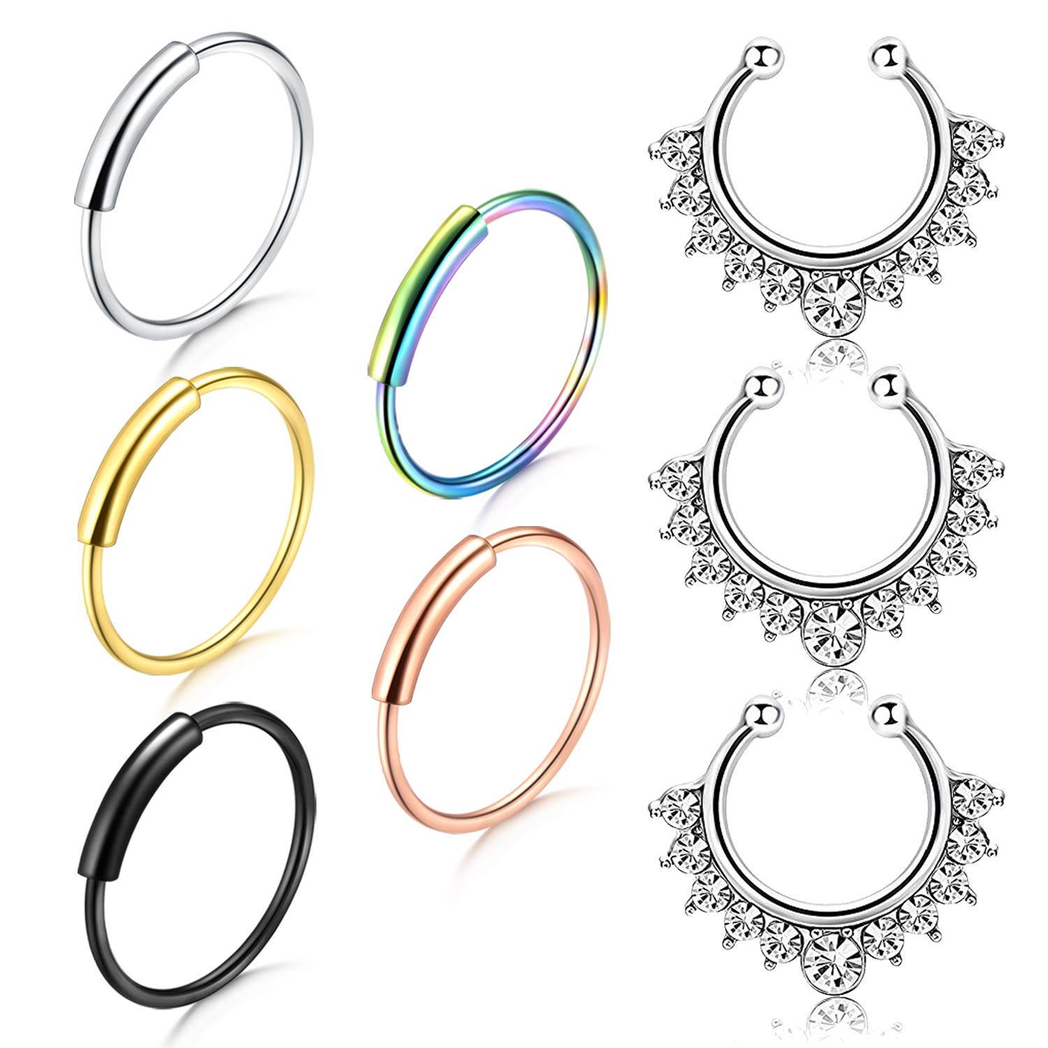 AVYRING Setum Piercing Jewellery Nose Hoop Rings Helix Tragus Cartilage Earrings for Women Men Ear Piercing