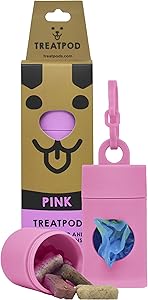 TreatPod Leash Treat Holder and Poop Bag Dispenser - 2 in 1 Dog Waste Bag Dispenser and Treat Container Pouch, Includes 15 Eco Friendly Extra Strength Bags