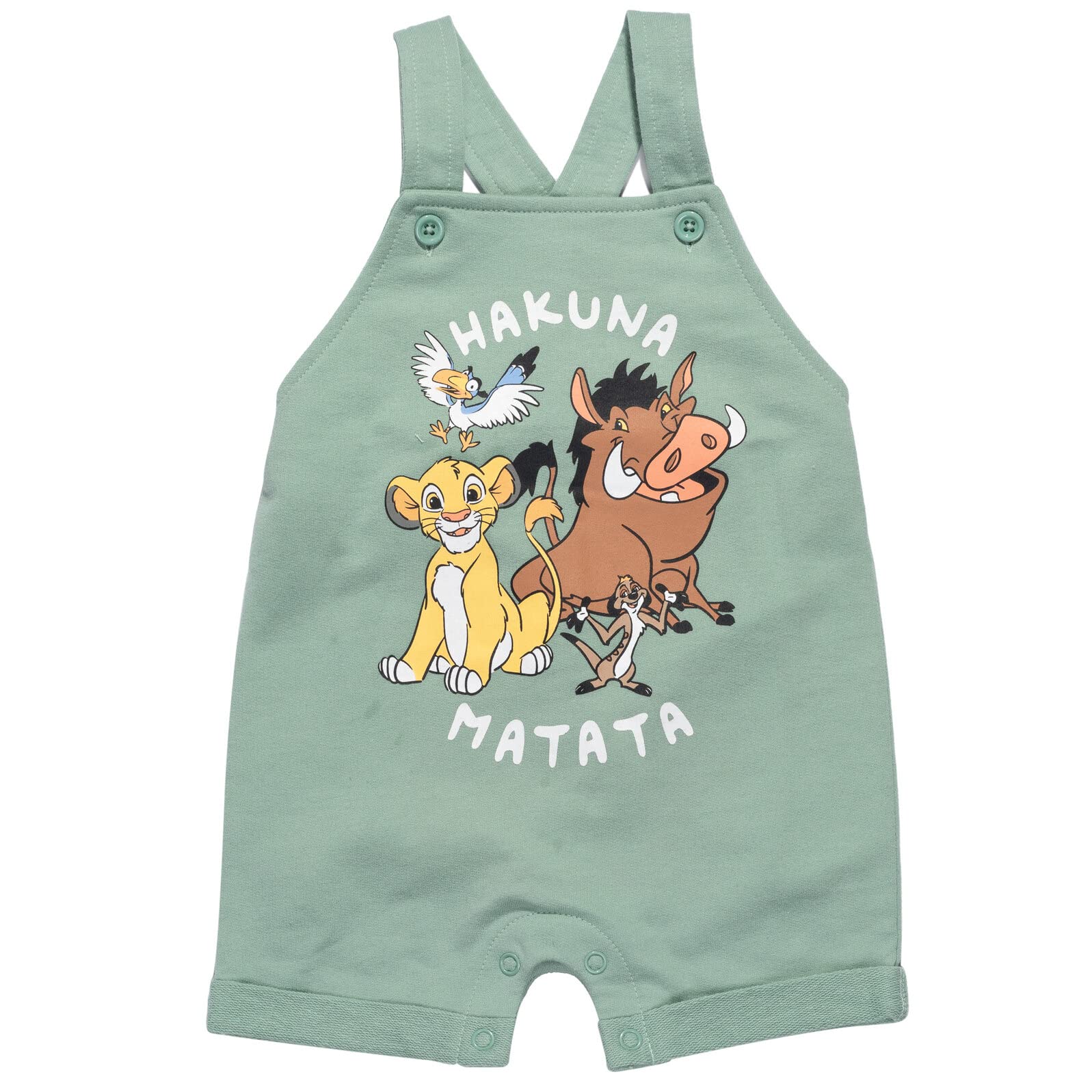 Disney Junior Baby French Terry Short Overalls, T-Shirt and Hat 3 Piece Outfit Set Newborn to Infant Sizes (OS - 24 Months)