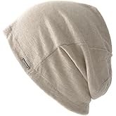 CHARM Mens Summer Linen Beanie - Slouchy Lightweight Knit Hat Slouch Cap Casualbox